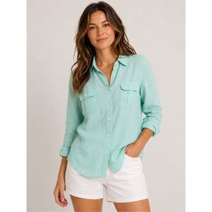 Tommy Bahama Women’s 100% Linen Button Up Shirt Mint Green Medium